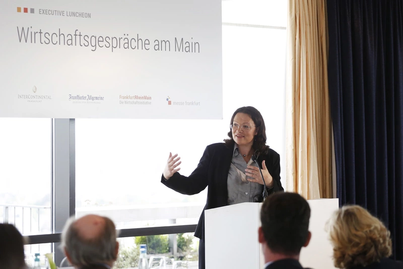 Wirtschaftsgespräche am Main mit Bundesarbeitsministerin Andrea Nahles